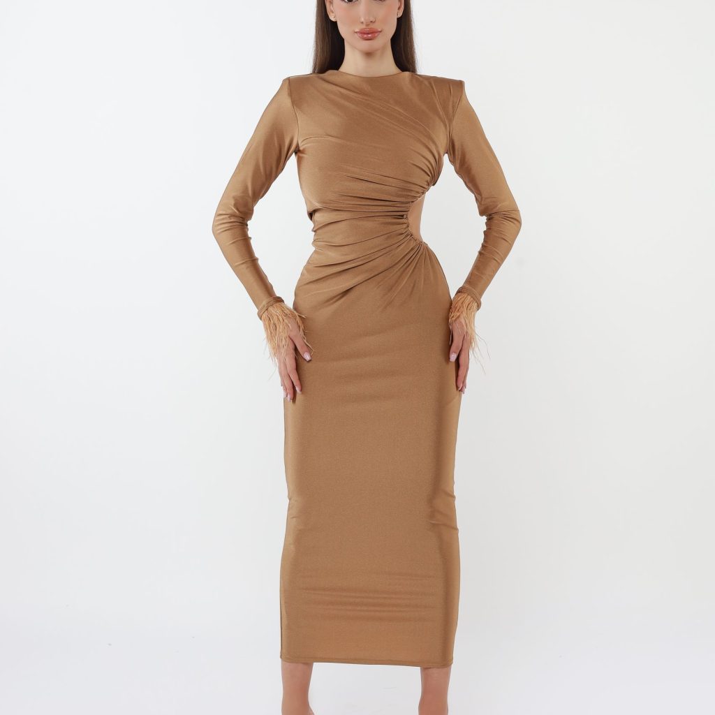 SELINA SLEEK MAXI DRESS - CARAMEL