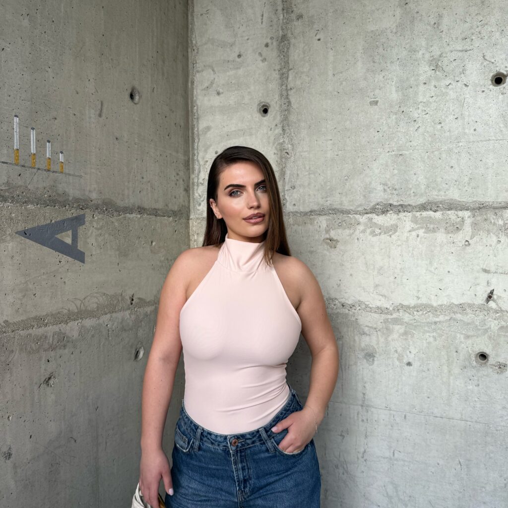 HALTER BODYSUIT - POWDER PINK
