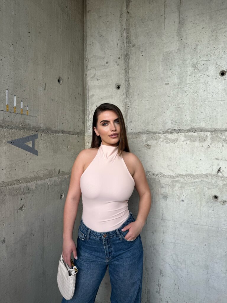 HALTER BODYSUIT - POWDER PINK