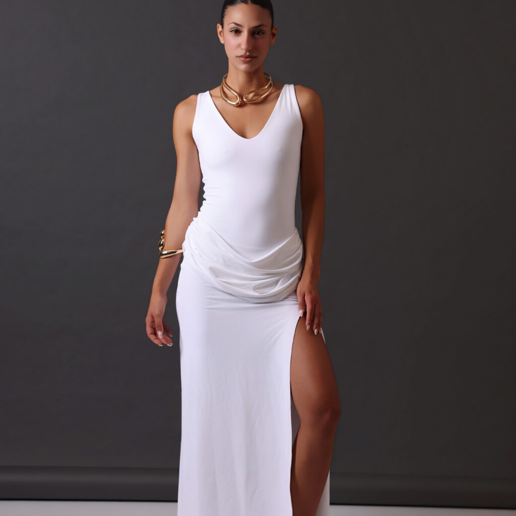 the VENTO DI CAPRI dress in white