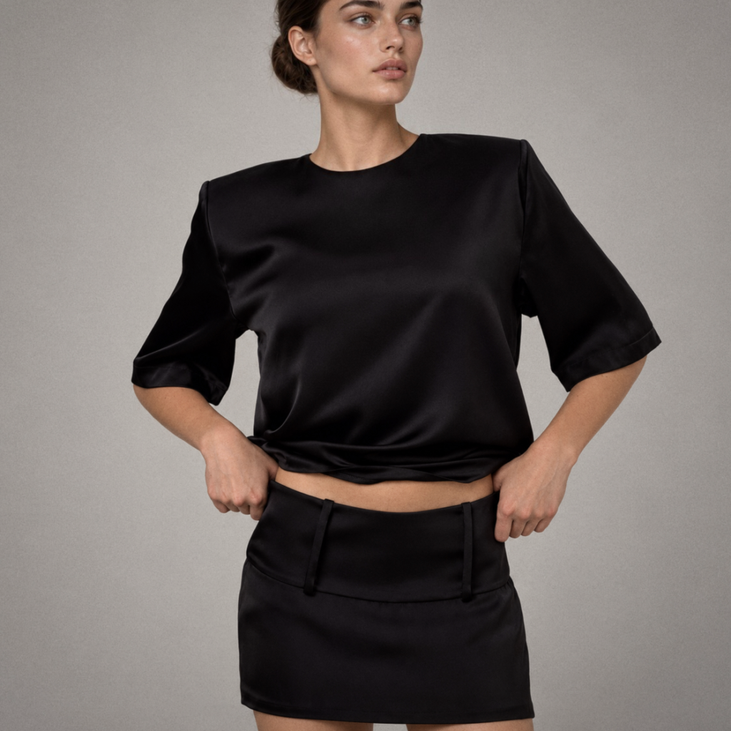 the SECONDE PEAU black skirt set